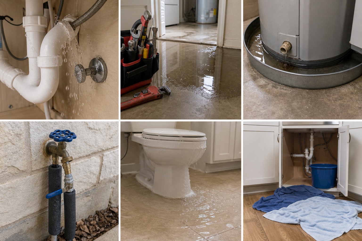 Active plumbing leak under a fixture